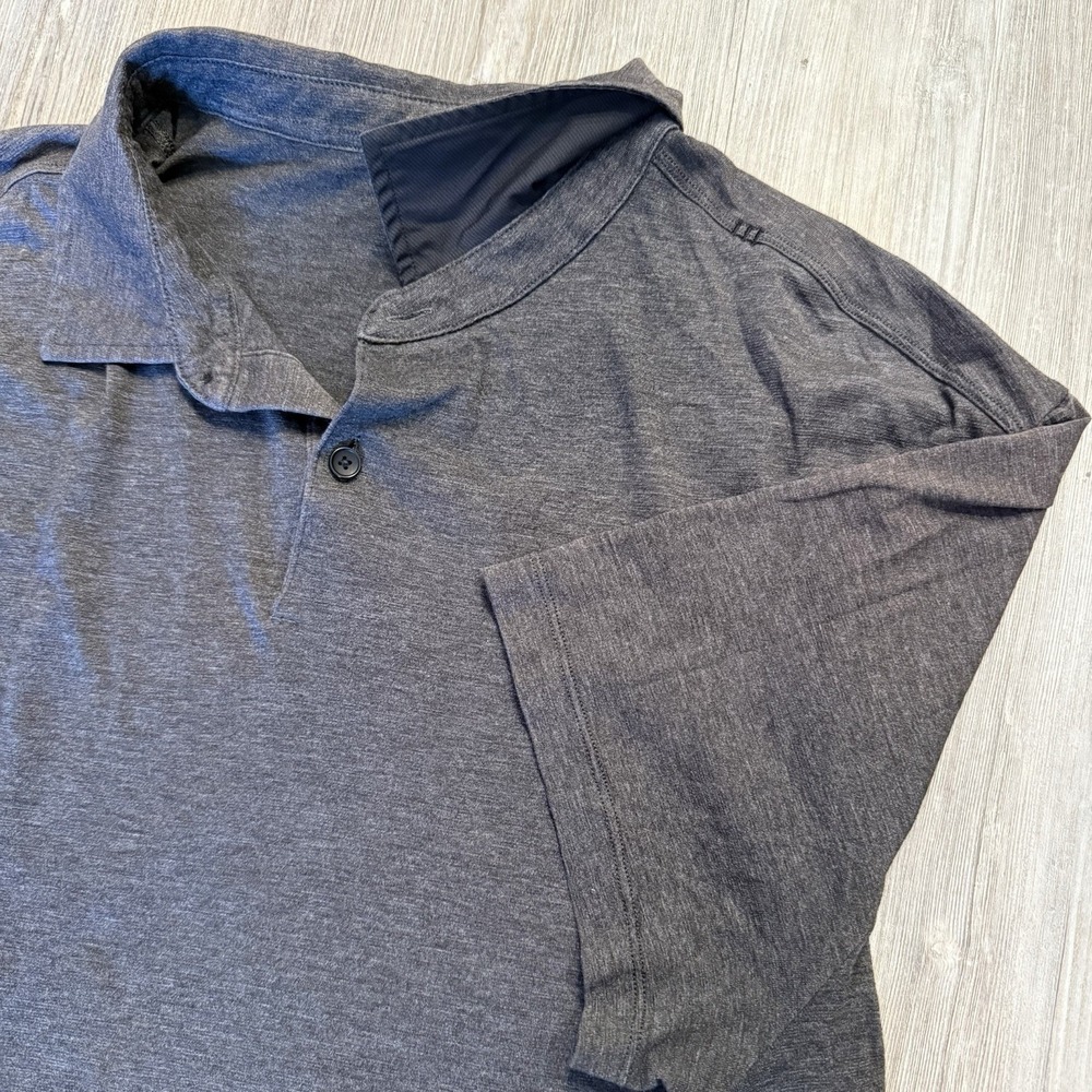 Lululemon Men's XL Gray Stretch Athletic Polo Shirt - Picture 2 of 4